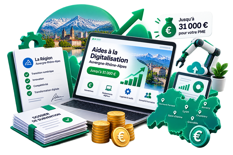 Guide Aides à la Digitalisation en Auvergne-Rhône-Alpes — jusqu'à 31 000 € pour Votre PME